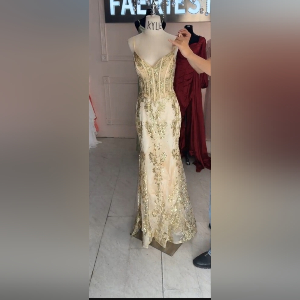 Gold Sequin Spaghetti Strap Dress